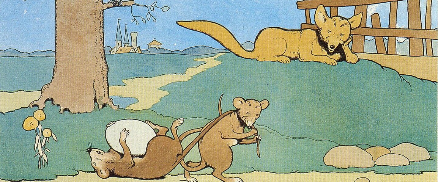 Les 2 rats, le renard et l'oeuf - Benjamin Rabier - domaine public